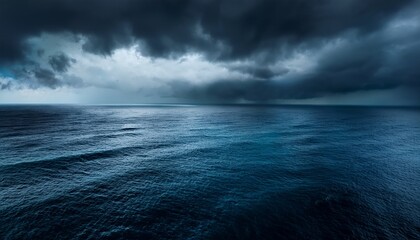 Obraz premium Horror Black Blue Sky Sea Haunted Cloud Scary Ocean Depression Background Mystery Gloomy Dark Theme Blur Texture Generative Ai