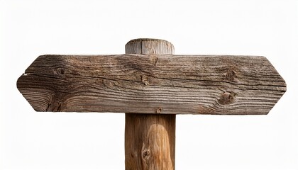 Rustic Wooden Post With Weathered Texture White Isolated Background