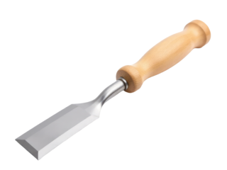 A detailed view of a knife with a wooden handle, suitable for use in editorial and commercial contexts