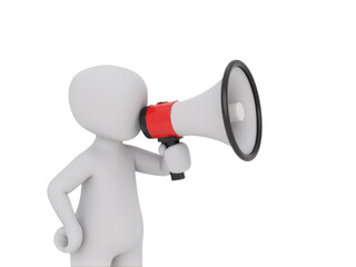 A person holds a megaphone for public speaking or announcement purposes, suitable for event or meeting usage