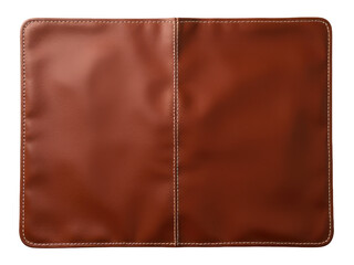 A closed brown leather wallet with a zippered closure