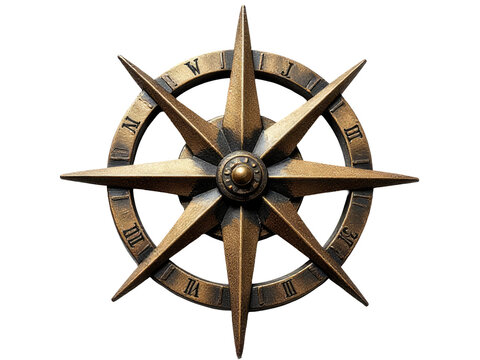 A metal compass with Roman numerals on the face