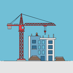 Construction Crane Building Skyscraper Cityscape Development.