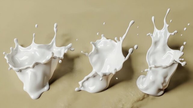 Video Four milk cartons or bottles with creamy contents