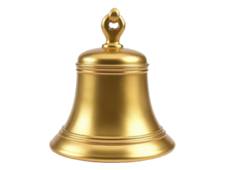 A golden bell sitting on a plain white background