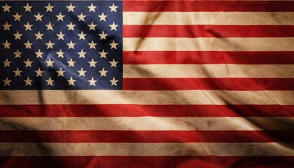 Vintage American Flag On Canvas