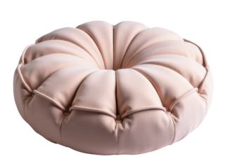 A single pink cushion sits on a white background, great for minimalist decor or as a pop of color in a room