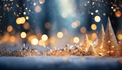 Shimmering Bokeh Lights And Glitter Create A Festive Elegant Winter Scene