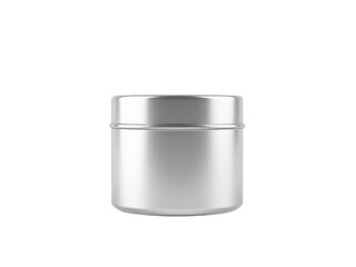 A metal container with a lid on a white background, great for showcasing products or as a design element