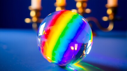 Geometric cut crystal ball close-up