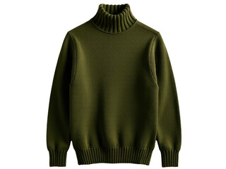 A green turtle neck sweater on a white background
