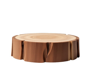 A piece of wood sitting on a table, possibly used as decoration or centerpiece