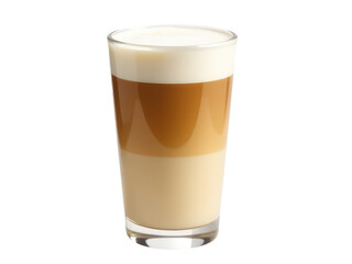 A tall glass filled with hot coffee on a white background, perfect for a morning pick-me-up or as a gift for the coffee lover in your life