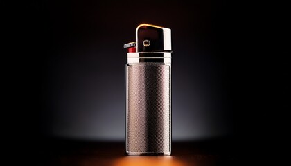Metallic Lighter With Rounded Edges On Black Background