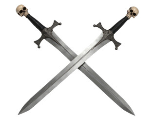 Image of two crossed swords with skulls attached