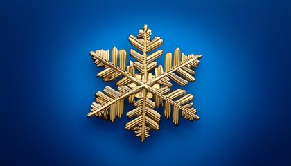 A Single Golden Snowflake On A Blue Background