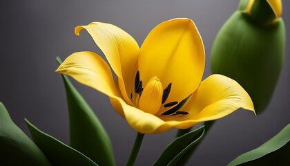Elegant Yellow Botanical Tulip