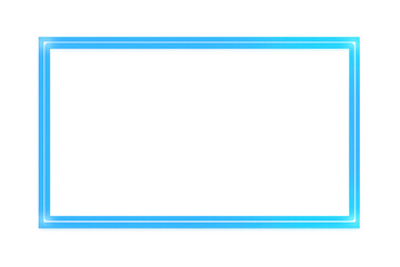 Blue neon glowing rectangular frame creating a futuristic digital border on a transparent background