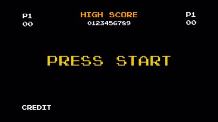 8-Bit Arcade Game Menu Screen: Retro Pixel Art Animation Loop showing High Score, Press Start, Insert Coin, Vintage Video Game Asset 4k video animation seamless loop - Powered by Adobe