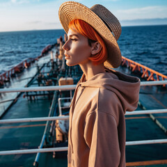 pirate leader woman leader portrait cargo boat shipping navigating