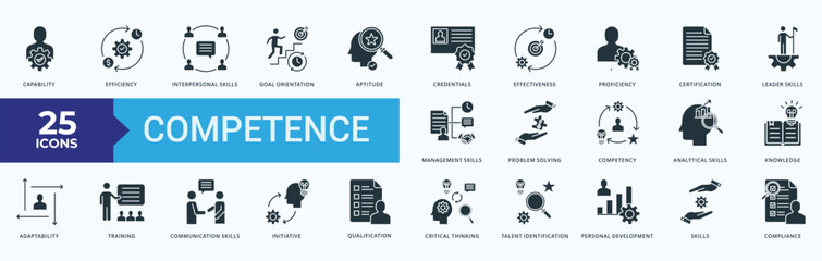 Competence Icon Pack Illustration Vector Glyph Style
