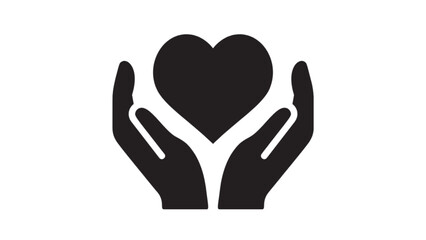 Fototapeta premium Silhouette icon hand and heart