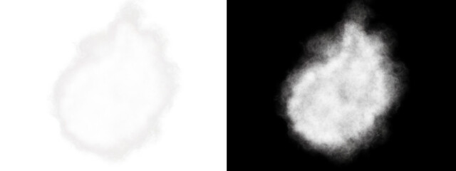 Realistic White Smoke Puff and Ethereal Vapor Cloud Isolated on Transparent Background