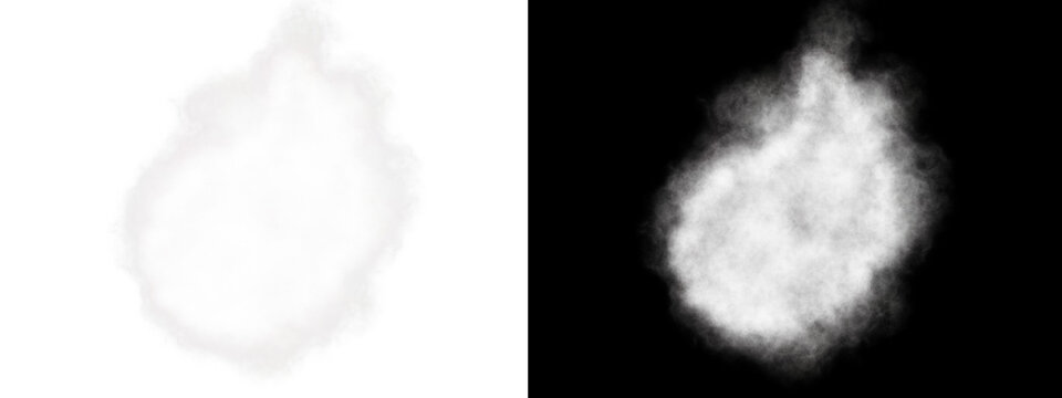 Realistic White Smoke Puff and Ethereal Vapor Cloud Isolated on Transparent Background