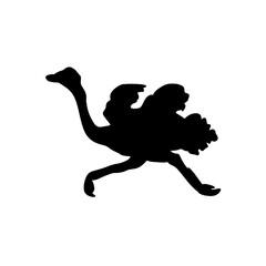 Ostrich silhouette running vector illustration isolated on white background