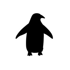 Black penguin silhouette vector icon isolated on white background