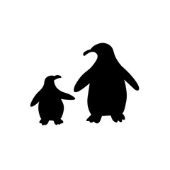 Black penguin silhouette vector icon isolated on white background