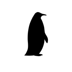 Black penguin silhouette vector icon isolated on white background