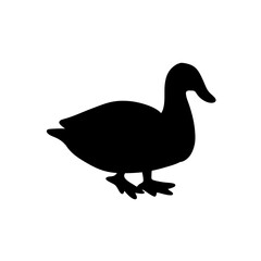 Black duck silhouette vector icon isolated on white background