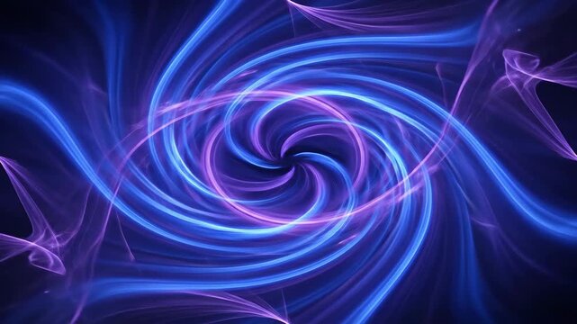 A vibrant, glowing spiral pattern in blue and purple hues.