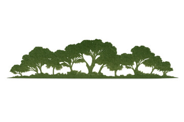Obraz premium Green tree landscape creating a natural silhouette forest border with foliage line and transparent background