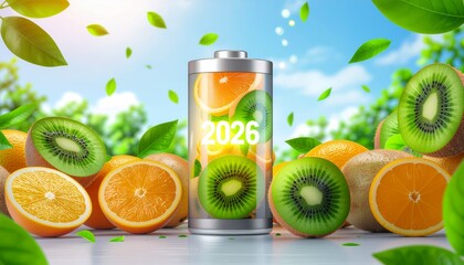 Vibrant fruit battery concept for sustainable energy in 2026