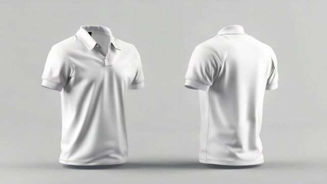 A high-resolution of a plain white polo shirt with a detailed embroidered design on the chest.