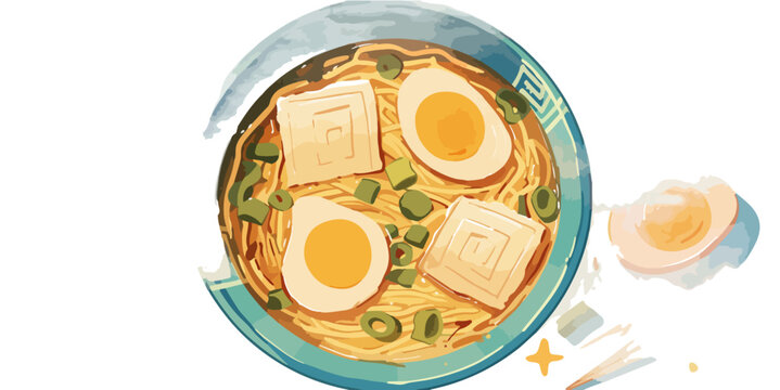 따뜻한 국물과 계란, 두부, 파가 곁들여진 맛있는 라멘 한 그릇