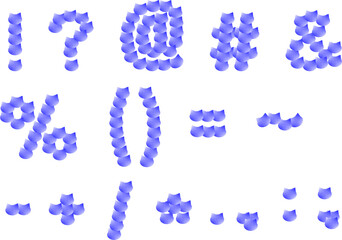 さりげなく可愛くておしゃれな猫顔シルエットで出来た記号(!?@#&%()=~-+/*.,:;)セット_青