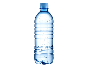 Clear bottle of water with bubbles, isolated on black