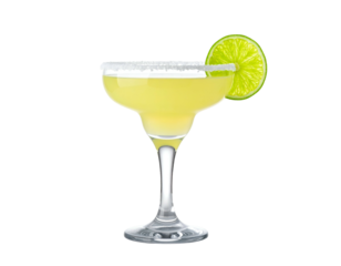 Refreshing cocktail with salted rim and lime garnish