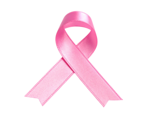 Single pink awareness ribbon centered on black background