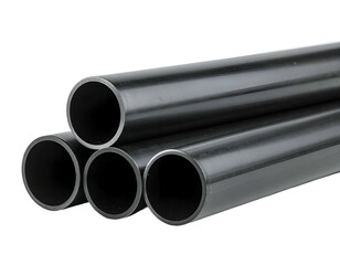 Fototapeta premium Stacked dark cylindrical hollow objects against black