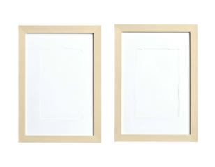 Two framed, empty, white textured paper artworks