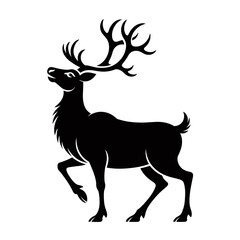 Obraz premium A graceful deer silhouette i, emphasizing its majestic antlers and poised stance.