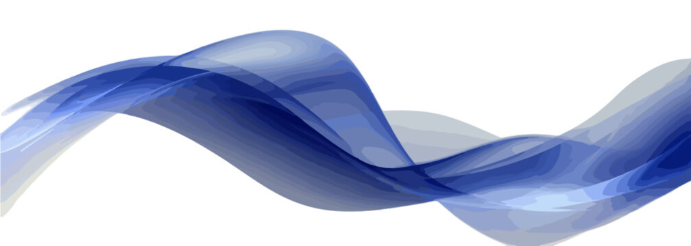 Abstrakcyjna, falująca, niebieska wstęga z efektem przezroczystości na białym tle, idealna do tła cyfrowego.