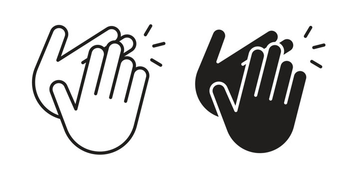 Clap icons for apps and print media. Editable stroke and flat icons