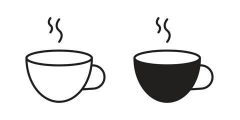 Coffee icons for apps and print media. Editable stroke and flat icons