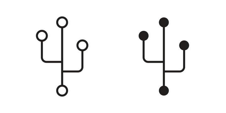 Code branch icons for apps and print media. Editable stroke and flat icons