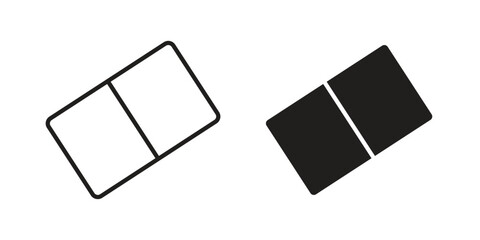 Eraser icons for apps and print media. Editable stroke and flat icons